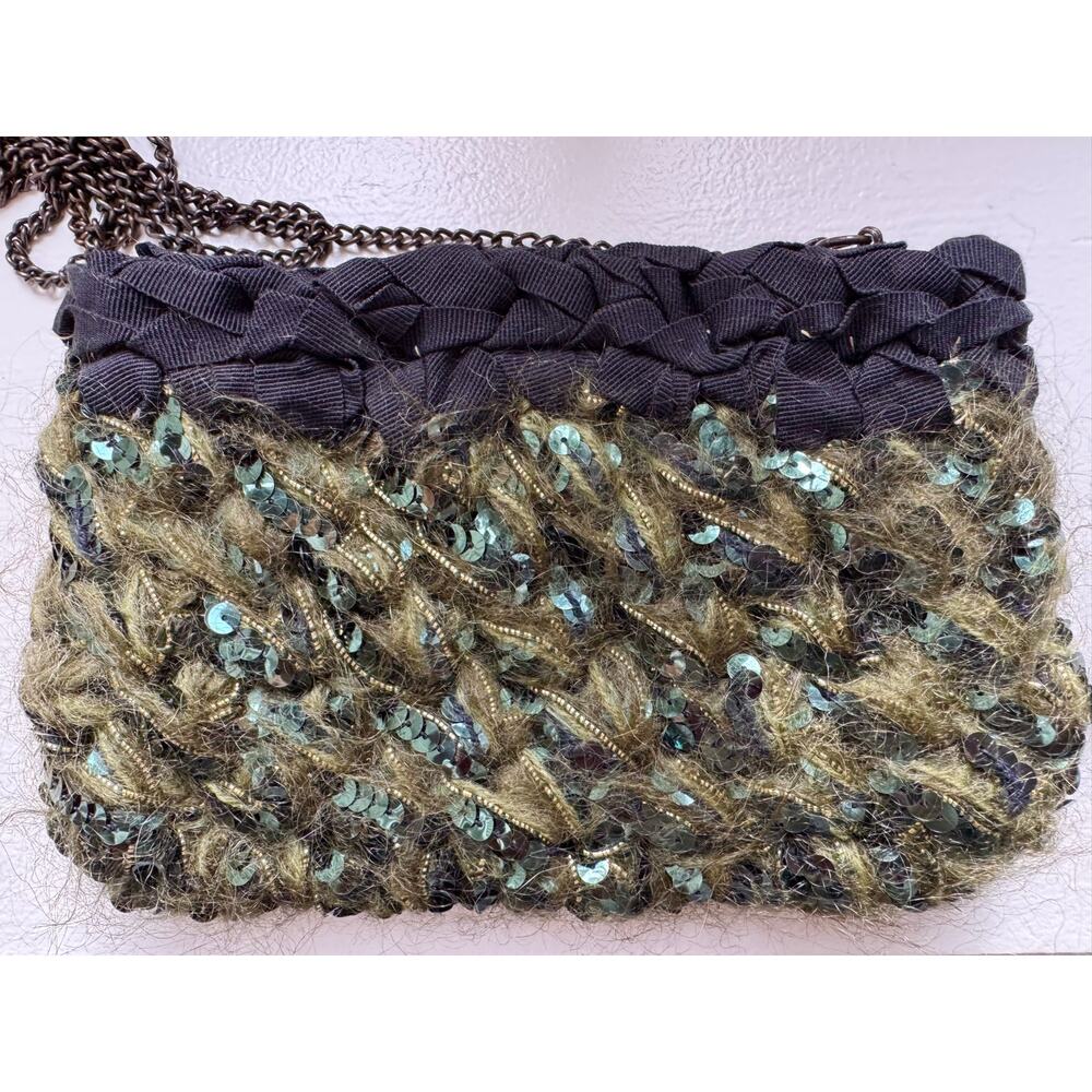 Rare Lorenza Gandaglia Sequin and Wool Clutch Purse Handmade In Italy - Picture 9 of 9